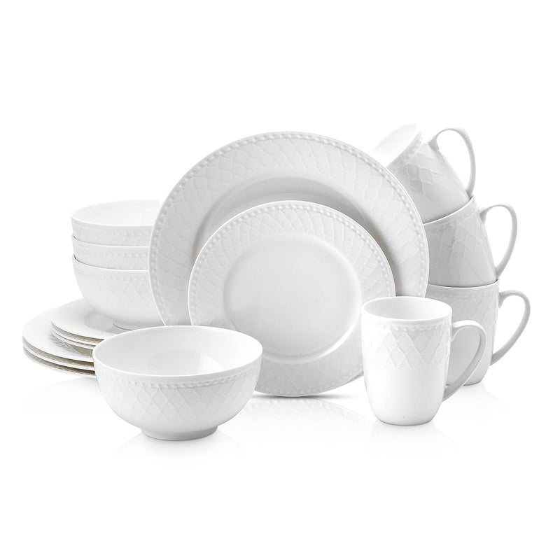 Stone Lain Alexandria 32-Piece Dinnerware Set Bone China, White - Image 1
